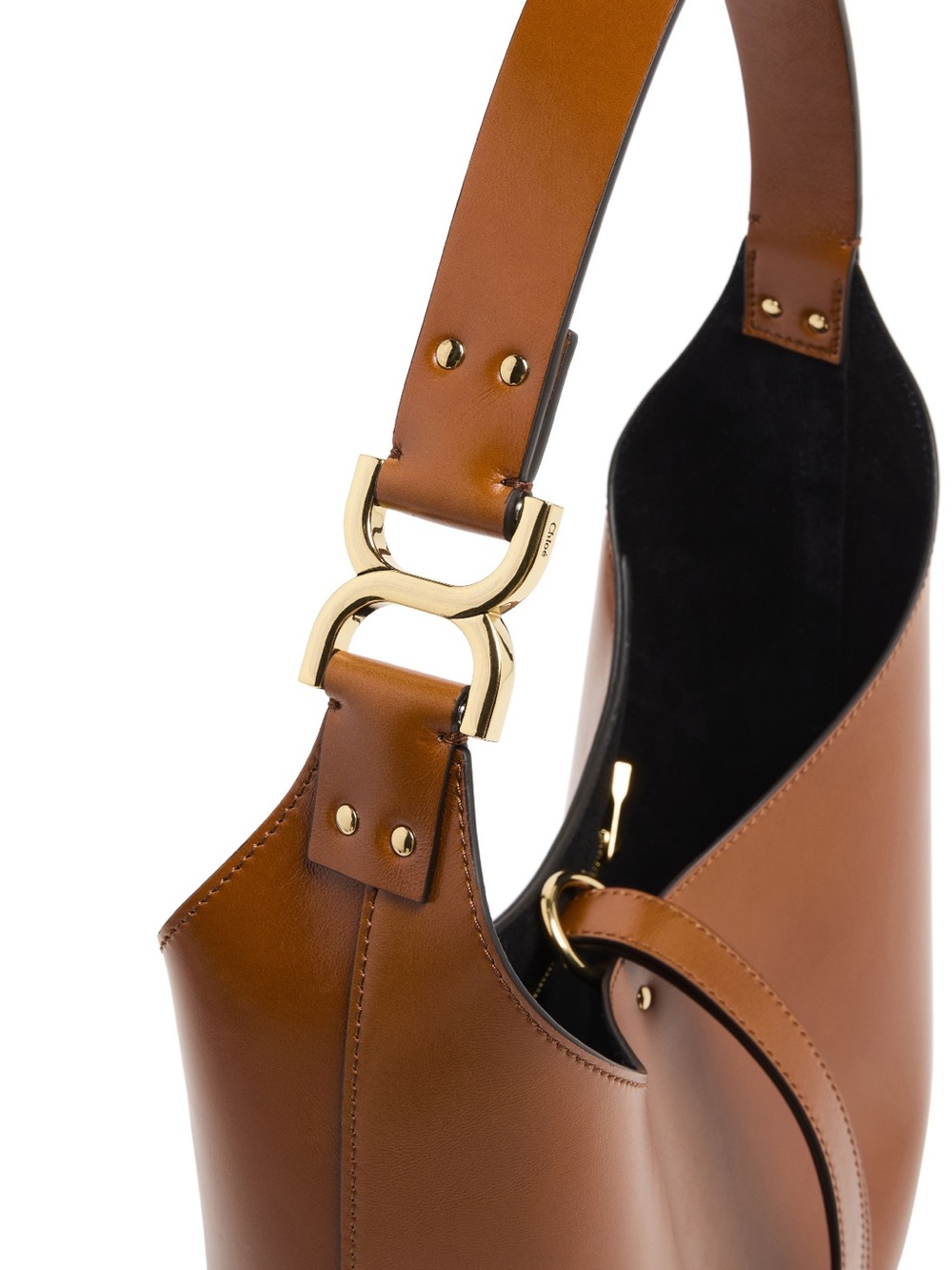 Chloe Marcie Leather Hobo Bag with Gold Accents - Picture 6 of 14